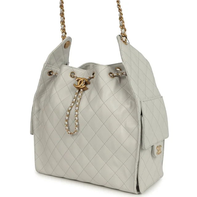 Chanel Medium 25 Hobo Bag Light Grey Caviar Antique Gold Hardware in Grey Caviar leather from Madison Avenue Couture, photo 2 of 2