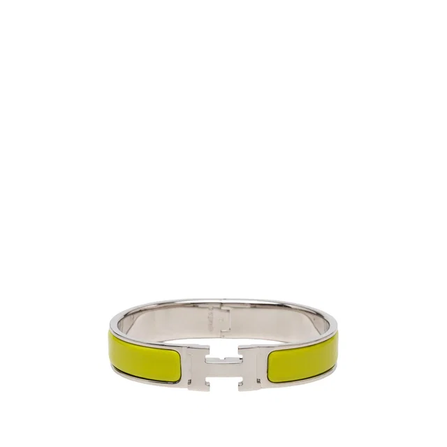 Yellow Hermès Narrow Enamel Clic H Bracelet GM in Yellow from Designer Revival