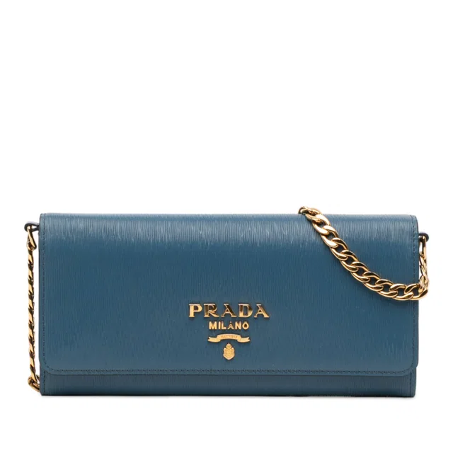 Blue Prada Saffiano Wallet On Chain Crossbody Bag in Blue Saffiano leather from Designer Revival