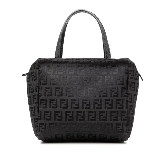Black Fendi Mini Zucchino Canvas Handbag in Black Canvas from Designer Revival