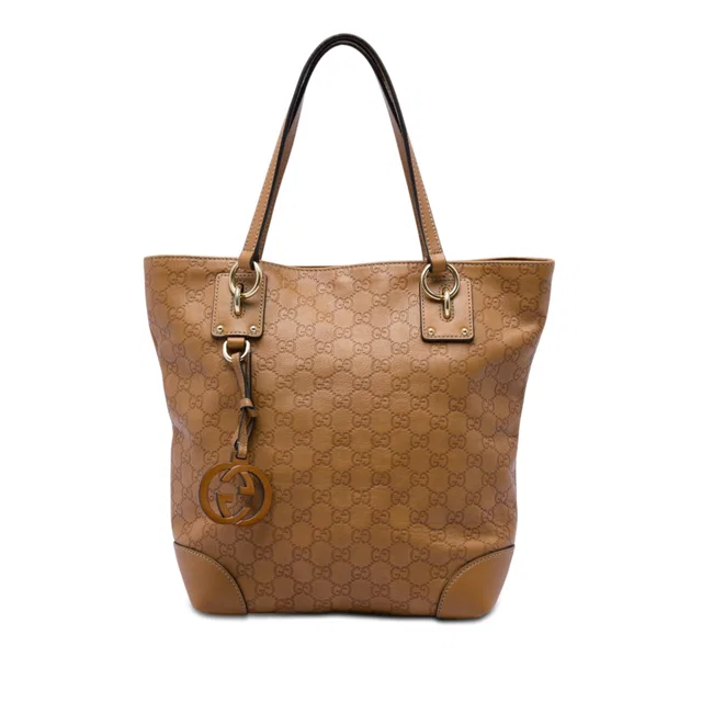 Brown Gucci Medium Guccissima GG Charm Tote in Brown Leather from Designer Revival