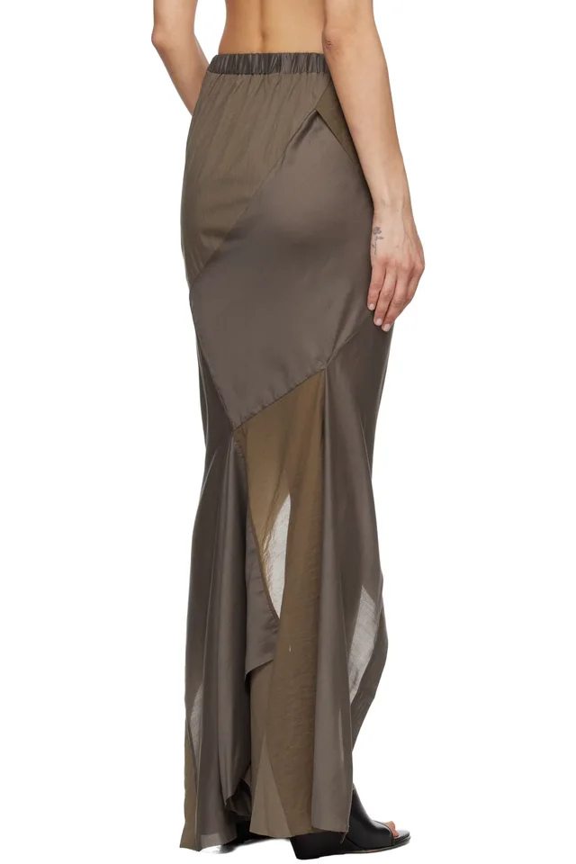 Entire Studios Taupe Fluid Midi Skirt, photo 3 of 4 from SSENSE