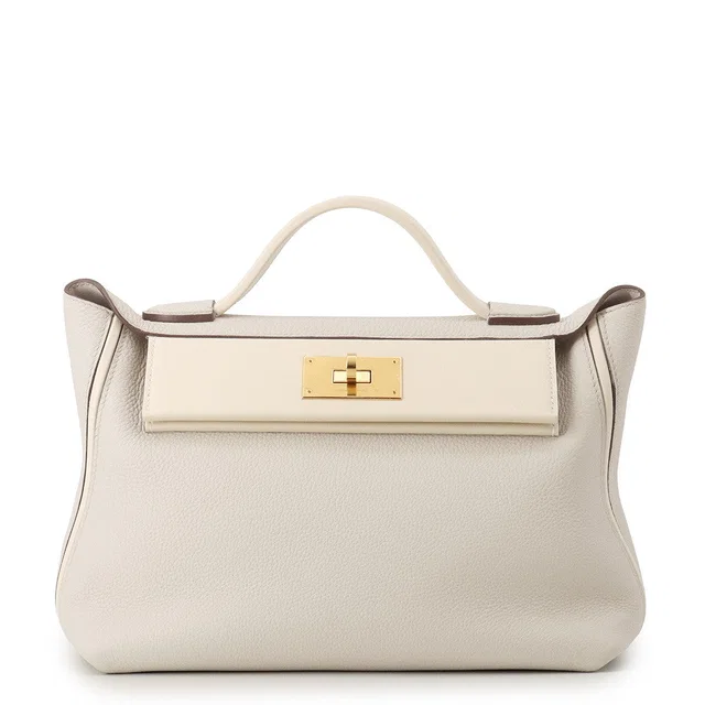 Hermès 24/ Sac Van Quatre Pearl Gray/Nata Togo Leather Swift Leather Size 29 in Grey Togo leather from GALLERY RARE