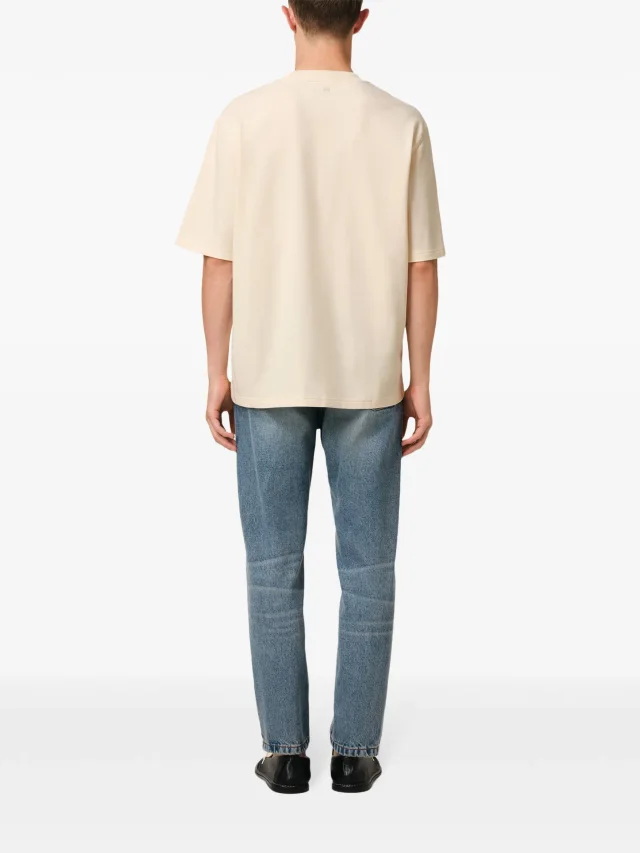 AMI Paris Ami de Coeur-patch cotton T-Shirt in White, photo 4 of 6 from FARFETCH