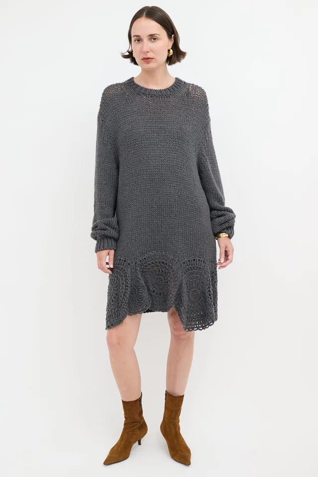 Stella McCartney Crochet Hem Sweater Dress in Wool from VSP Consignment