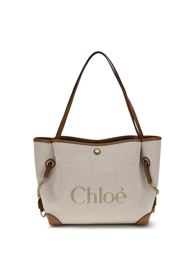 Chloé Clover Tote Bag — Brown Cotton in Brown Calfskin from HEWI