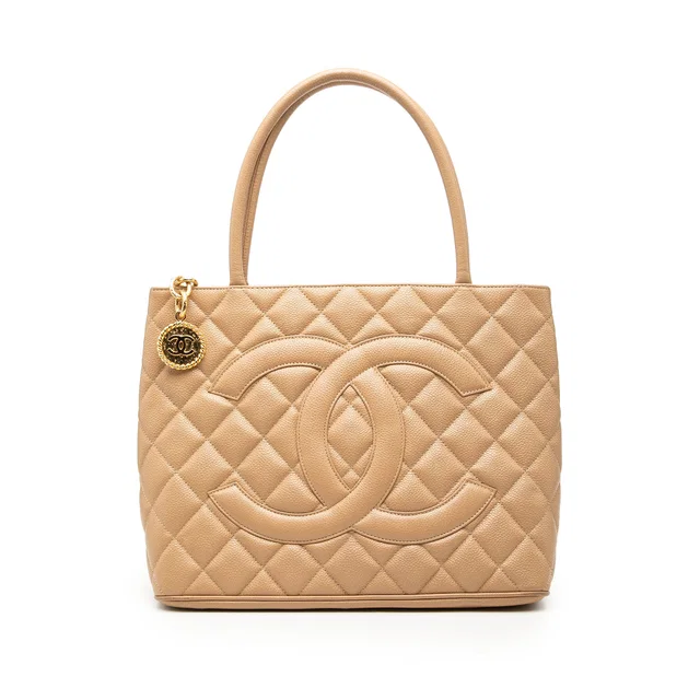 Tan Chanel Caviar Medallion Tote in Brown Caviar leather from Designer Revival