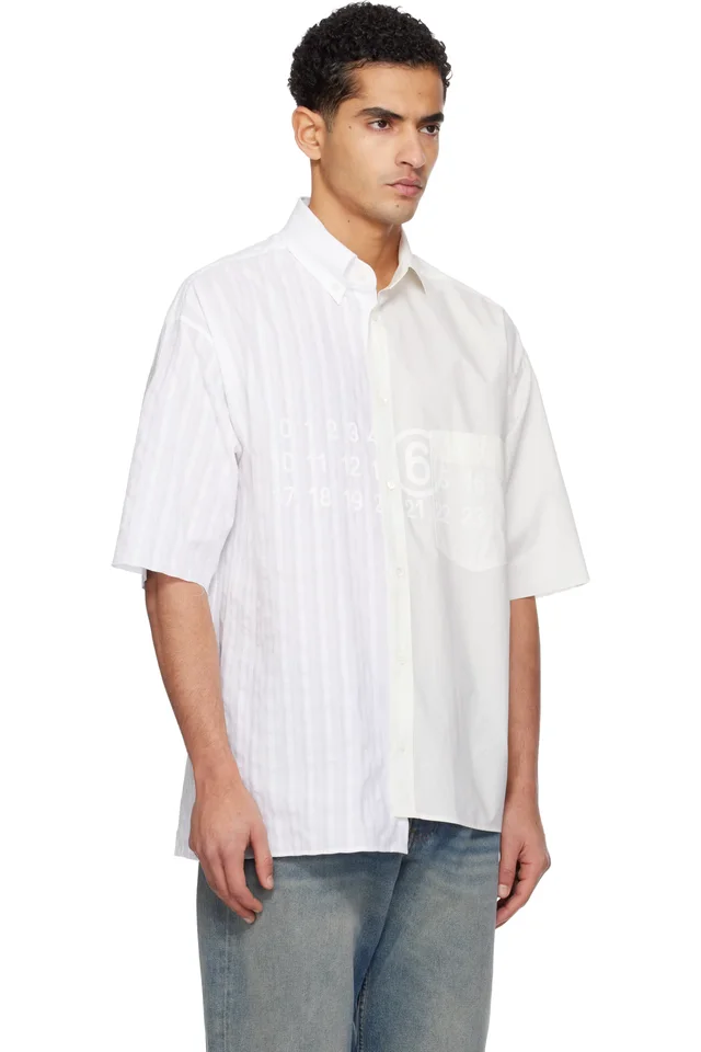 MM6 Maison Margiela Off-White Two-Tone Cotton Poplin Shirt, photo 2 of 4 from SSENSE