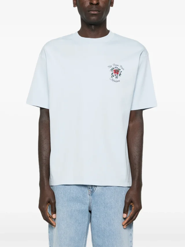 Drôle De Monsieur slogan-print T-shirt in Blue, photo 3 of 5 from FARFETCH