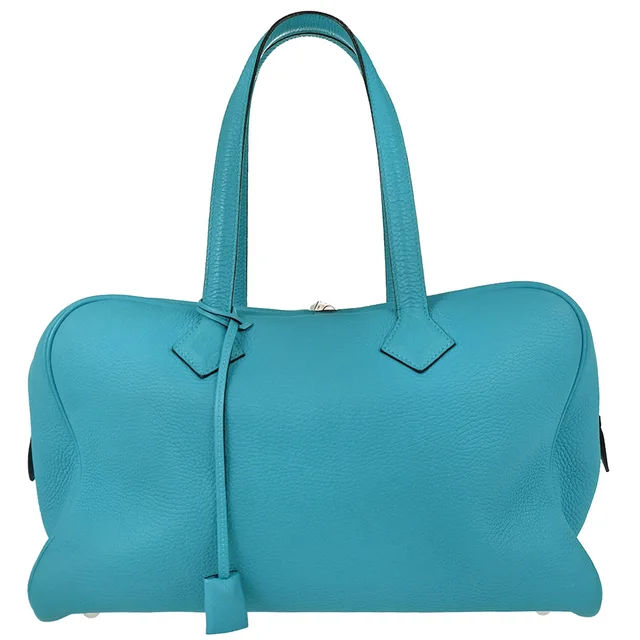 Hermès Blue Izmir Taurillon Clemence Victoria II 35 Handbag in Blue Clemence leather from AMORE Vintage Tokyo