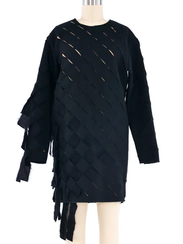 Junya Watanabe Comme des Garcons Cutout Fringe Dress in Woven leather from Arcade Vintage
