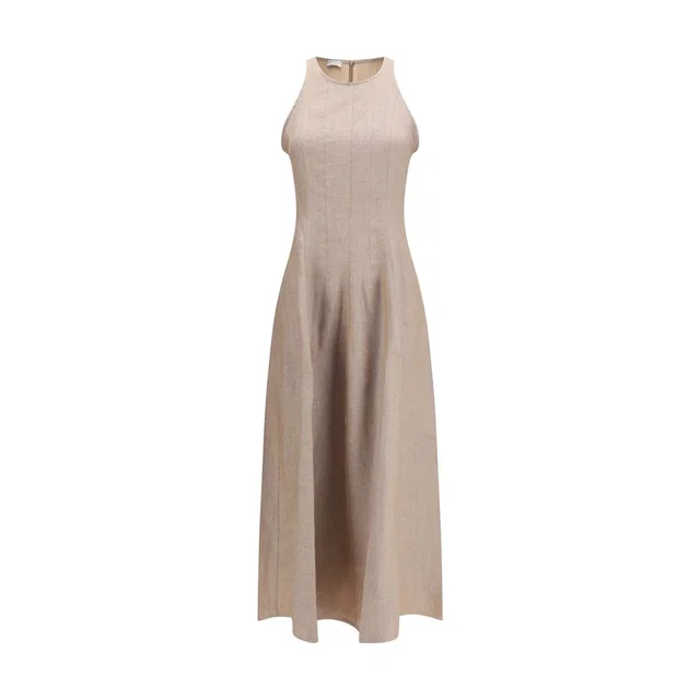 Brunello Cucinelli Beige Linen Casual Dress in Beige Silk from HEWI