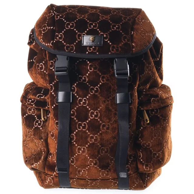 Gucci GG Velvet Medium Backpack Brown in Brown Velvet from The Reluxe