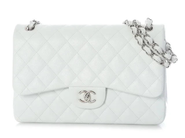 Chanel Jumbo White Quilted Caviar Classic Double Flap in White Caviar leather from Ann's Fabulous Finds, photo 3 of 10