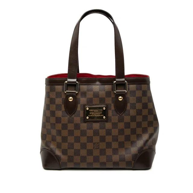 Brown Louis Vuitton Damier Ebene Hampstead PM Tote Bag in Brown Canvas from Designer Revival