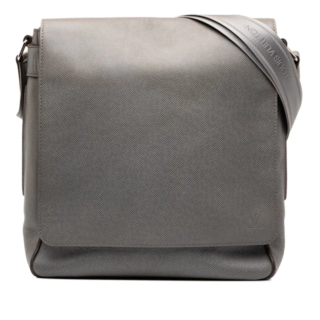 Gray Louis Vuitton Taiga Roman MM Crossbody Bag in Grey Leather from Designer Revival