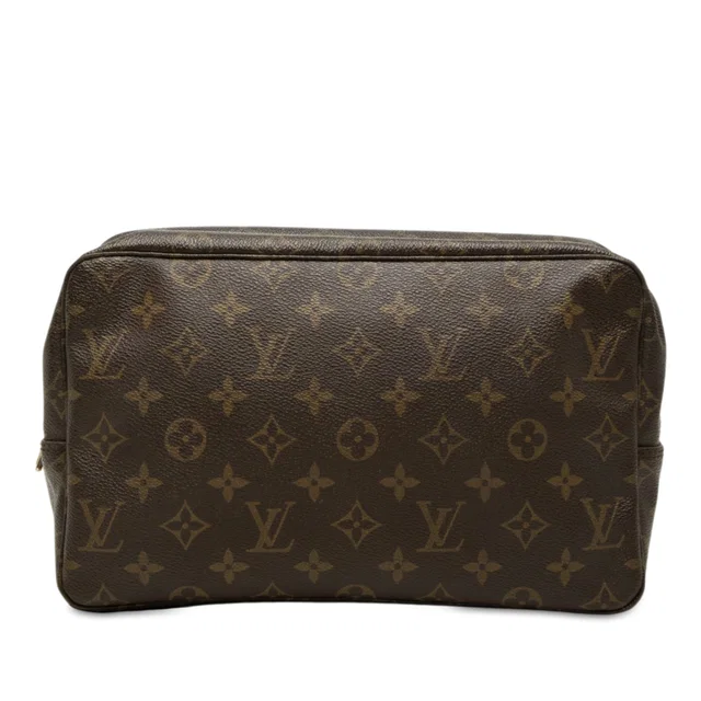 Brown Louis Vuitton Monogram Trousse Toilette 28 Clutch Bag in Brown Coated canvas from Designer Revival