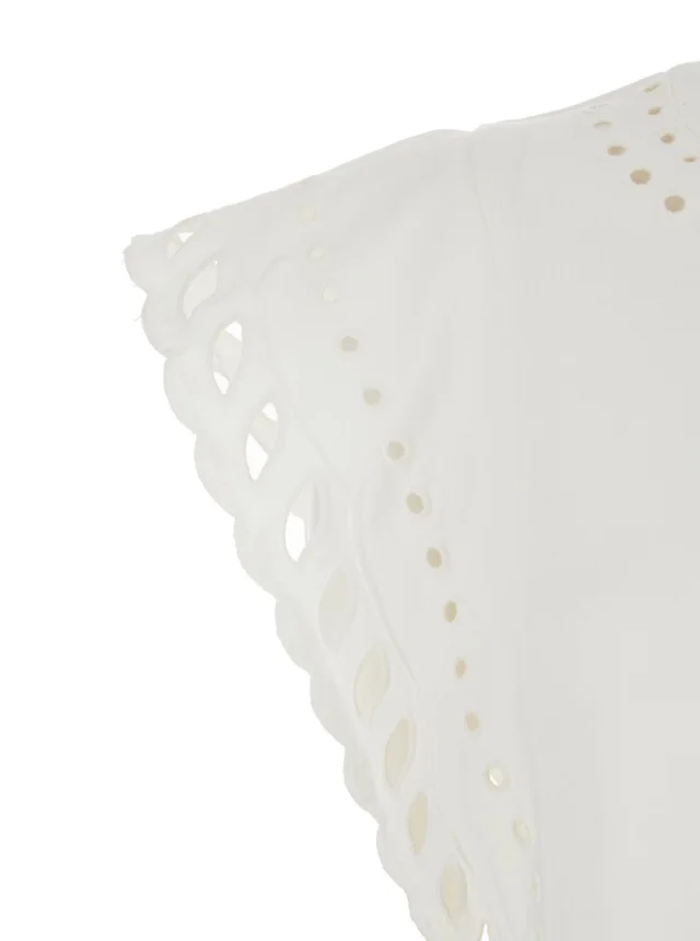 MARANT ETOILE Odyle' White Crew Neck Top with Cut-Out Details in Cotton for Women in White, photo 5 of 6 from Gaudenzi Boutique