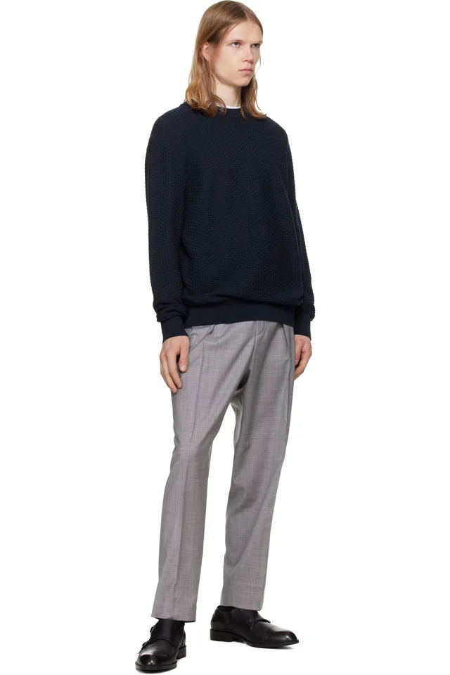BOSS Gray Pleated Trousers, photo 4 of 4 from SSENSE
