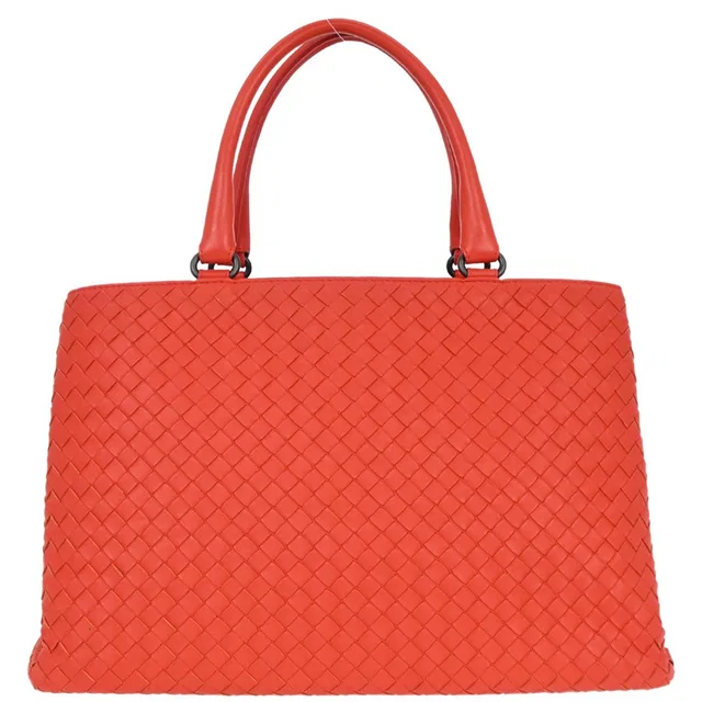 Bottega Veneta Red Lambskin Intrecciato Tote Bag in Red Lambskin from AMORE Vintage Tokyo