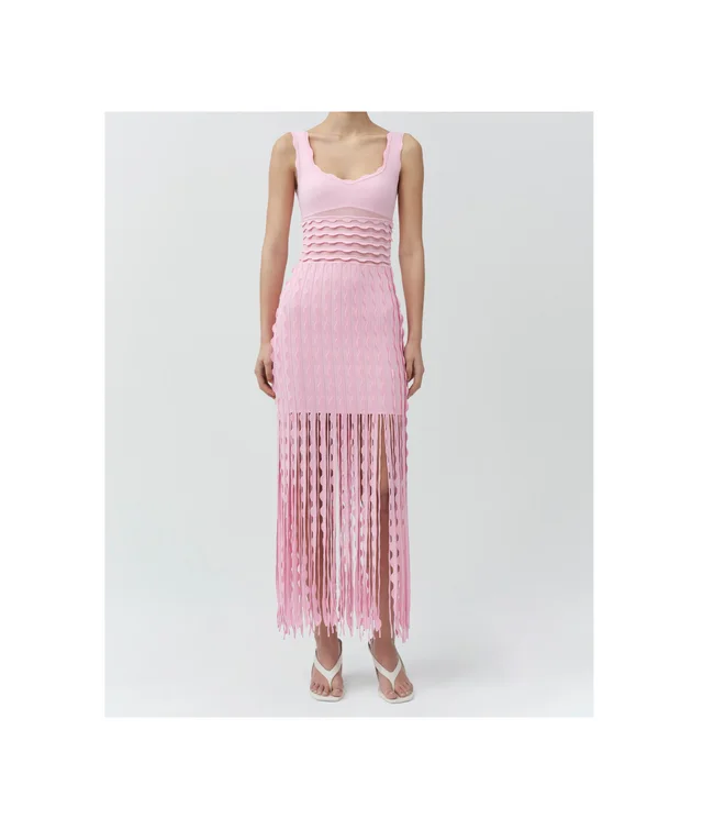 Simkhai Brionne fringed-hem dress midi, photo 3 of 6 from SENSER