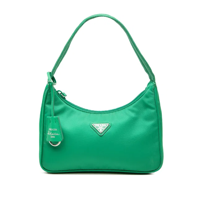 Green Prada Mini Tessuto Re Edition 2000 Shoulder Bag in Green Nylon from Designer Revival