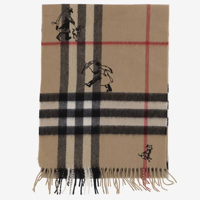 Burberry Check Cashmere Scarf — Beige Scarfs in Beige Cashmere from HEWI