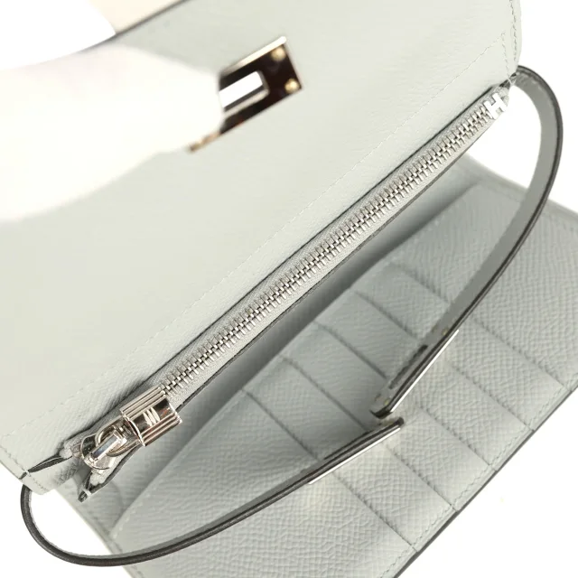 Hermès Medium Fold-Out Kelly Wallet Bleu Glacier Epsom Palladium Hardware in Blue Epsom leather from Madison Avenue Couture, photo 9 of 10
