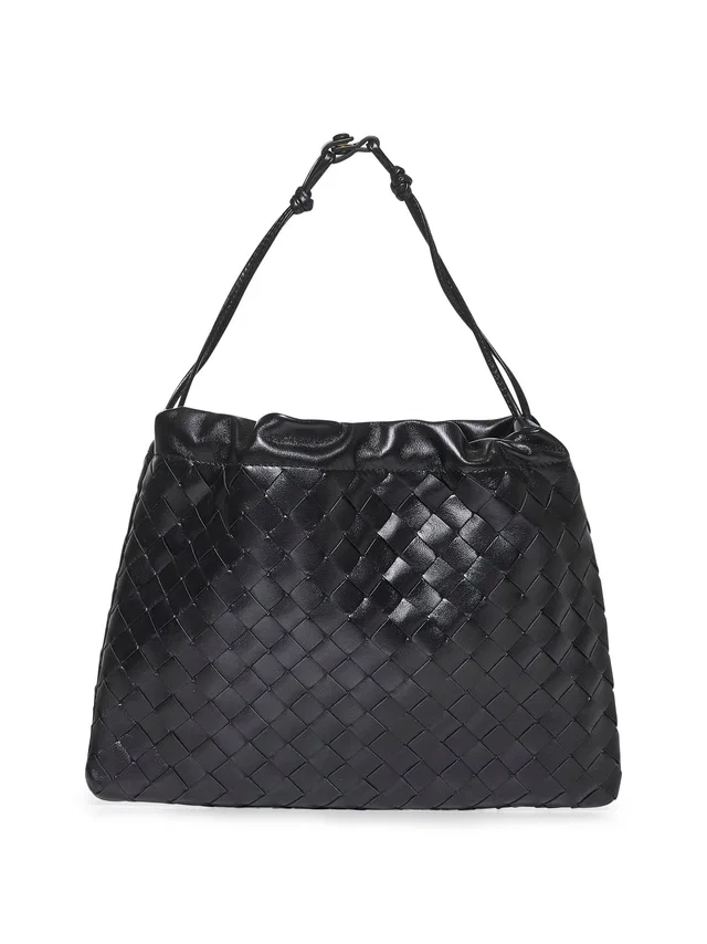 Bottega Veneta Interwoven Calfskin Dust Bag — Black Hand in Black Calfskin from HEWI