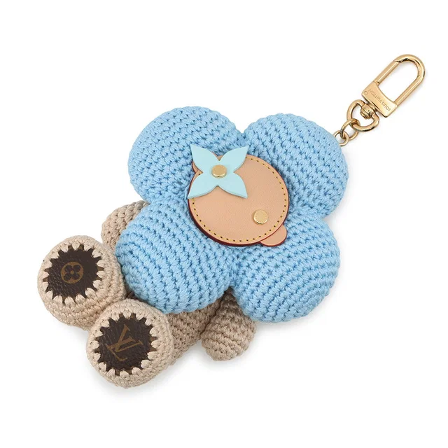 Louis Vuitton Bag Charm My Vivienne Crochet Blue/BeigeM02582 Cotton Leather in Blue Leather from GALLERY RARE