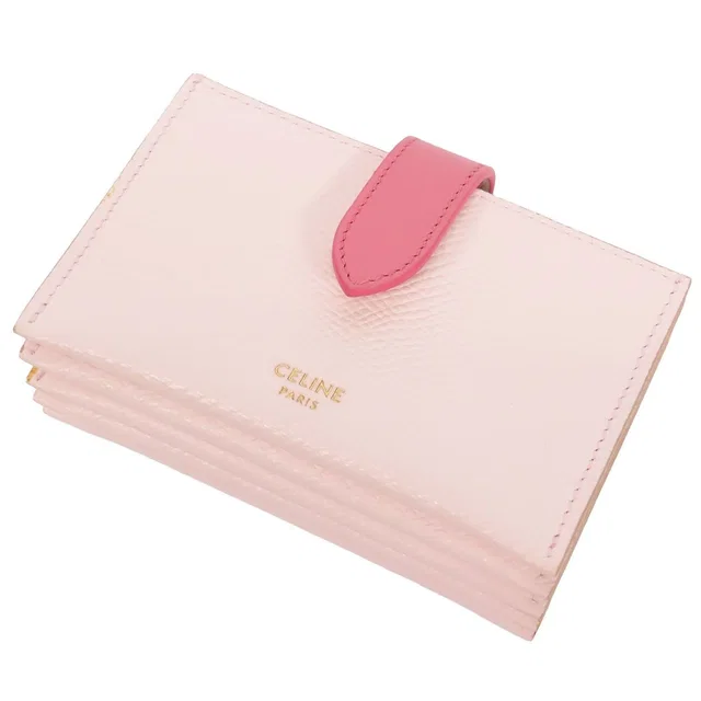 Celine Accordion Card Case Pink Leather in Pink Leather from The Reluxe