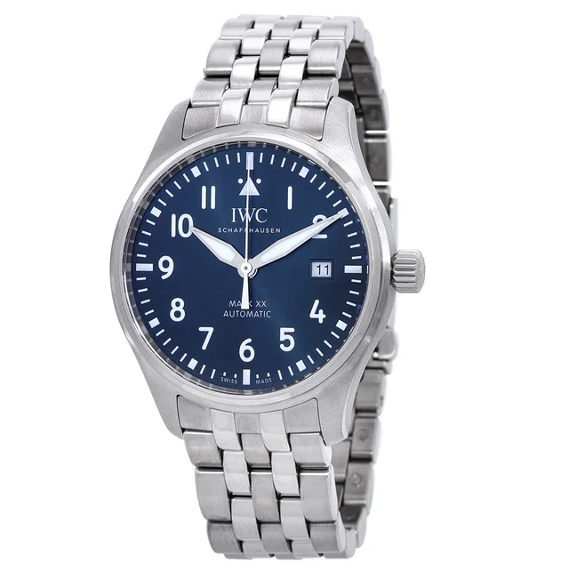 IWC Pilots Mark XX Automatic Blue Dial Mens Watch IW328204 in silver|blue|gray from Jomashop.com