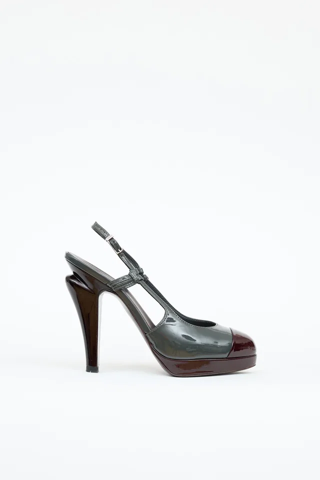 Chanel Cap Toe Slingback Heel in Patent leather from VSP Consignment