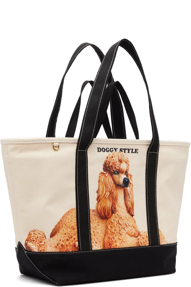 Stella McCartney Beige & Black Jeff Koons Edition Large N/S Tote, photo 2 of 4 from SSENSE