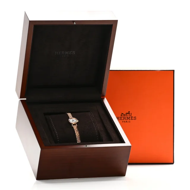 Hermès 18K Rose Gold Diamond Bezel 16mm Faubourg Quartz Watch in Pink from FASHIONPHILE, photo 6 of 6