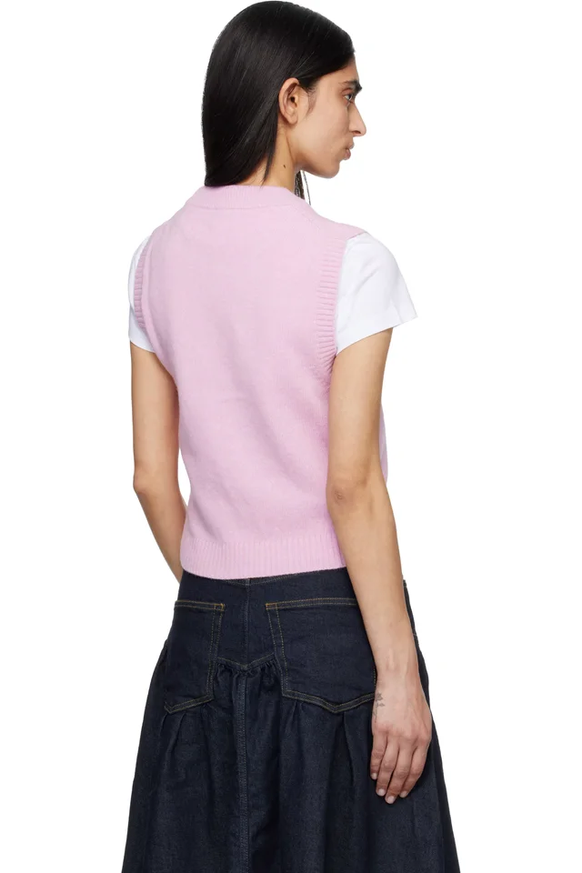 GANNI Pink Graphic Wool Sweater Vest, photo 3 of 4 from SSENSE