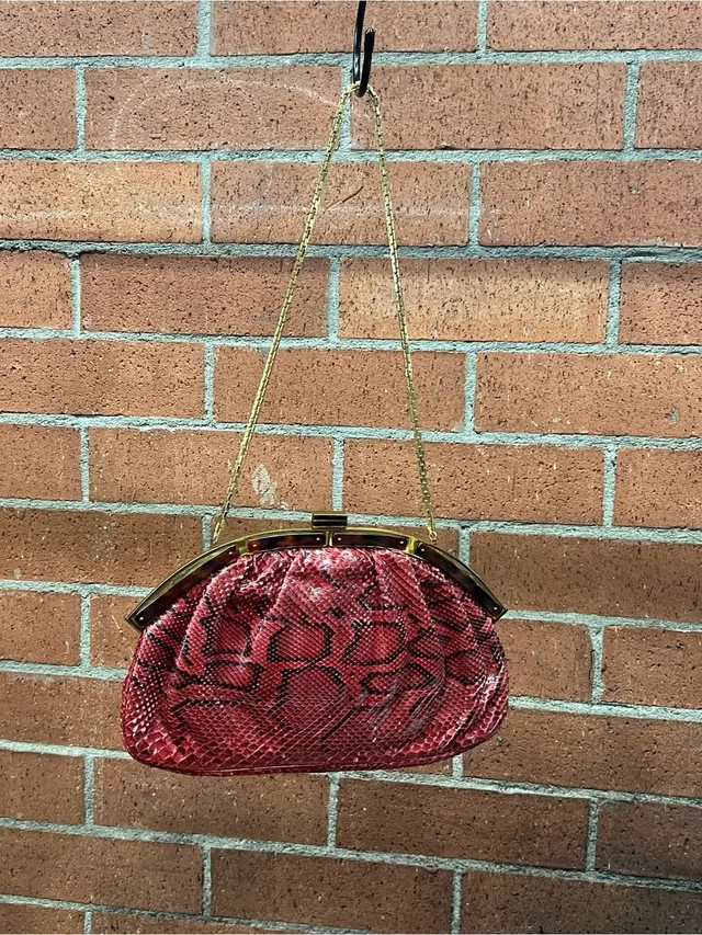 Judith Leiber Vintage Burgundy Snakeskin Gold And Tortoiseshell Accent Purse in gold|red from Poshmark