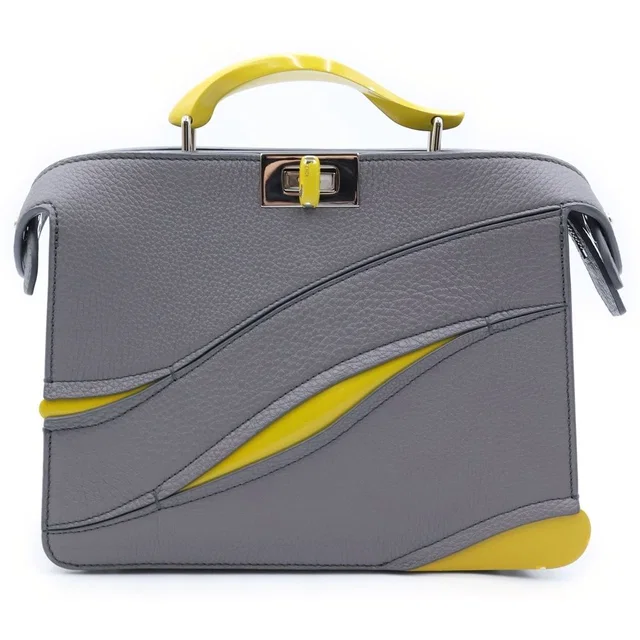 Fendi Mad Architects Peekaboo ISeeU Small Shoulder Bag Calfskin Gray in Grey Calfskin from The Reluxe
