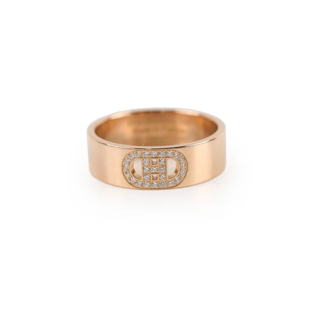 Hermès H'Ancre Diamond Ring Rose Gold Size 50 in Pink from The Purse Affair