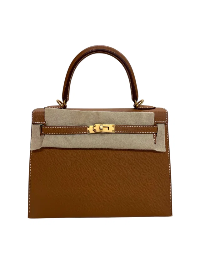 Hermès Kelly 25 Gold Epsom GHW #W in Gold Epsom leather from Luxury Promise