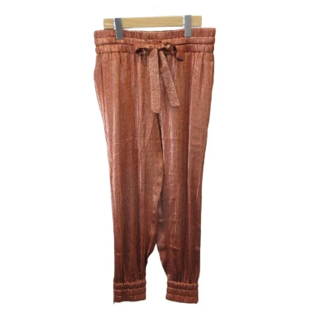 Gucci Last Brown Lame Waist Tie Joggers Pants Easy Silk 40 Orange Drawstring in Brown Silk from The Reluxe