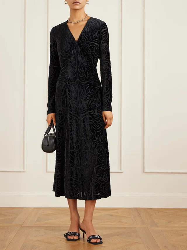 SEA Julie gathered devoré-velvet midi dress in Black, photo 2 of 2 from NET-A-PORTER (Canada)
