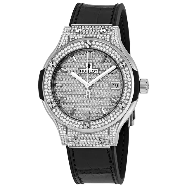 Hublot Classic Fusion Diamond 372 brilliant cut diamonds (1.65ct) Dial Unisex Watch 565.NX.9010.LR.1704 in black|gray Leather from Jomashop.com
