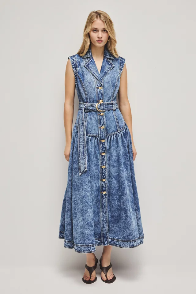 AJE Angelina Belted Midi Dress in Blue from Aje, photo 1 of 1