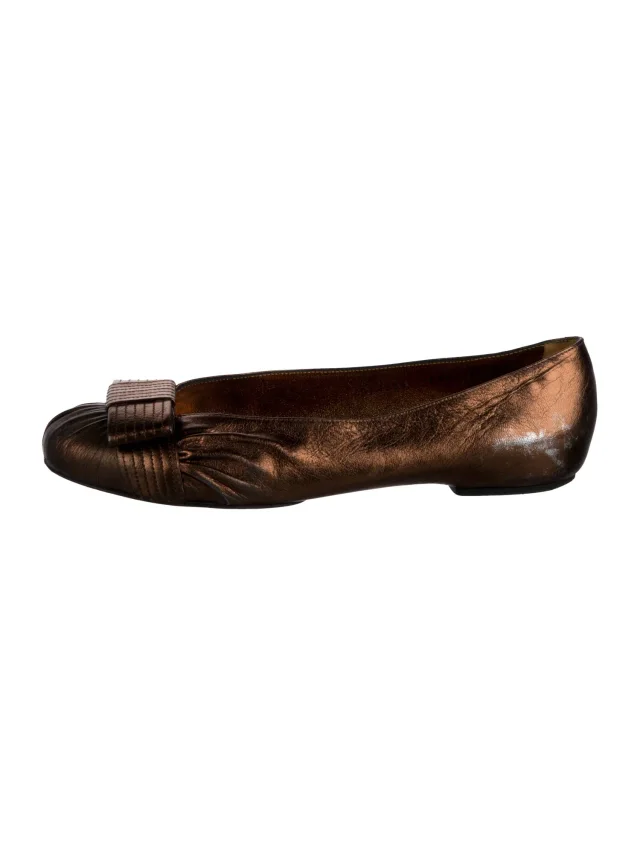 Ferragamo Leather Ballet Flats in gold Leather from The RealReal