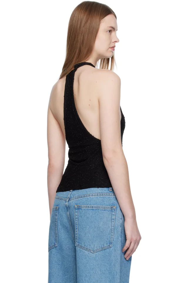 Christopher Esber Black Imber Metallic Halter Top, photo 3 of 4 from SSENSE