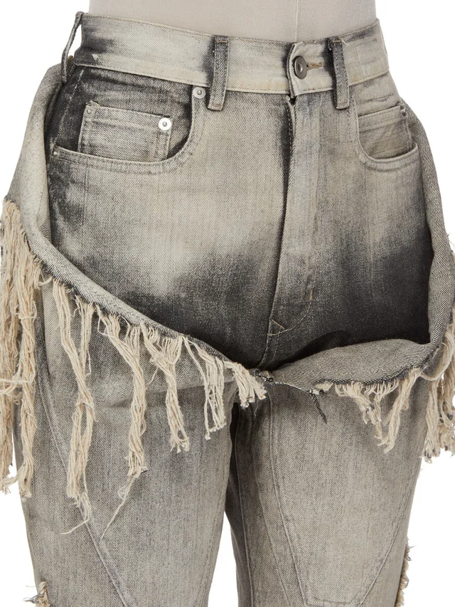 Rick Owens Drkshdw fringe-trimmed bootcut jeans, photo 7 of 7 from SENSER