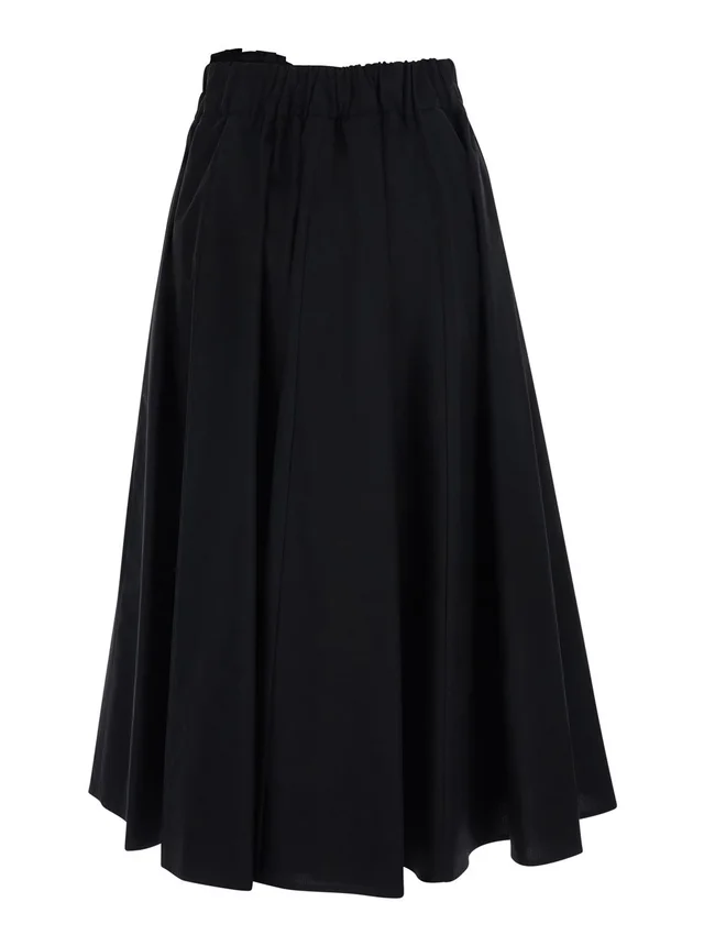 Msgm Black Skirt with Pleated Design in Cotton for Women in Black 100% Cotton, photo 4 of 6 from Gaudenzi Boutique