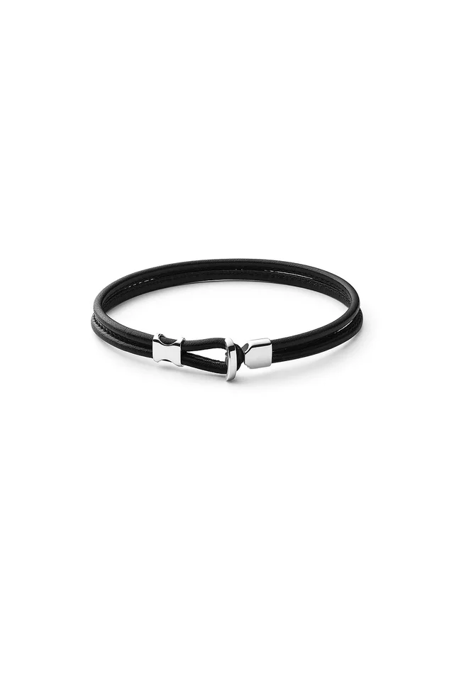 Orson Loop Leather Bracelet in Black, image 1 of 1 from REVOLVE (Canada)