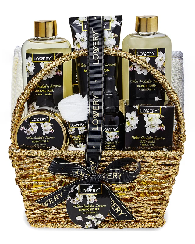 Lovery 9pc White Orchid Self Care Gift Basket, image 1 of 1 from Rue La La